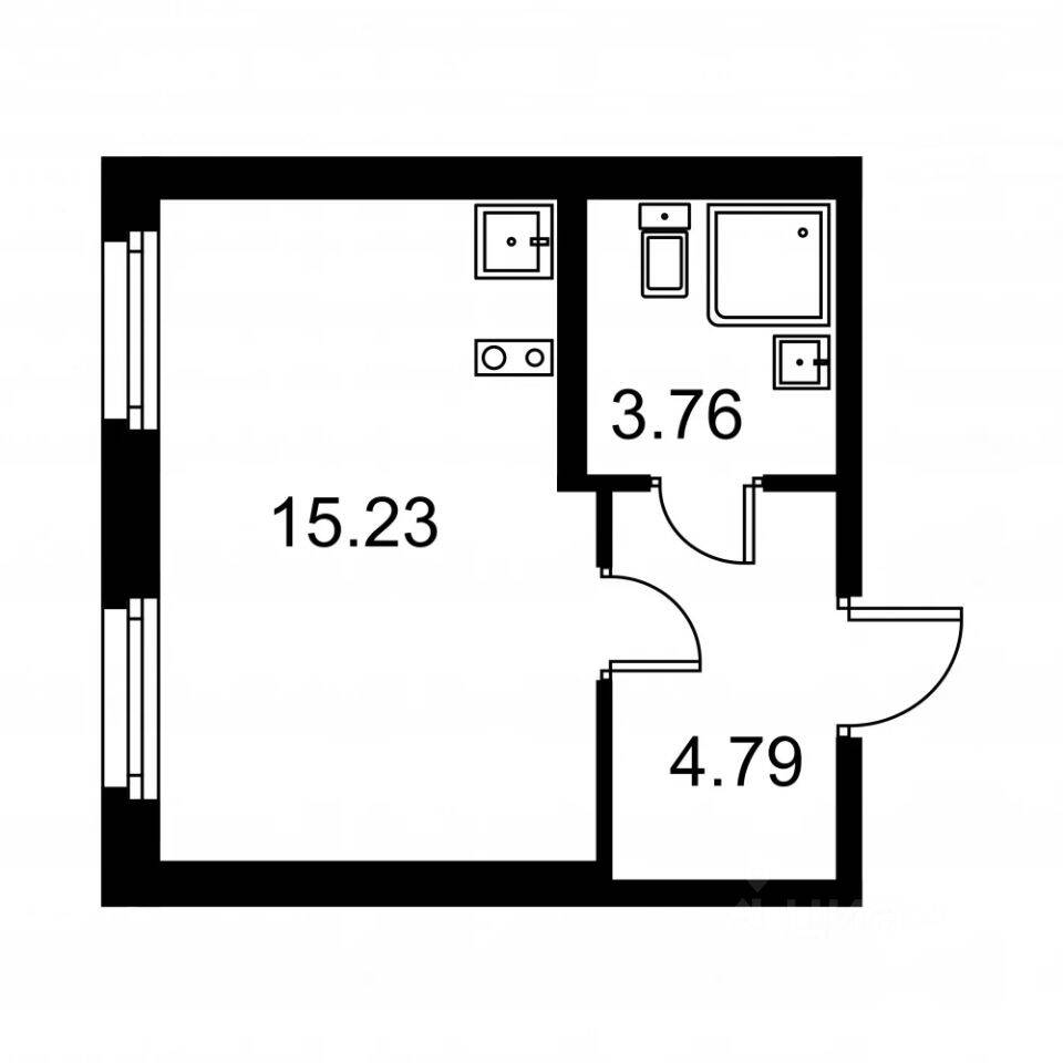 Квартира-студия, 23,78 м², в ЖК Квартал Заречье