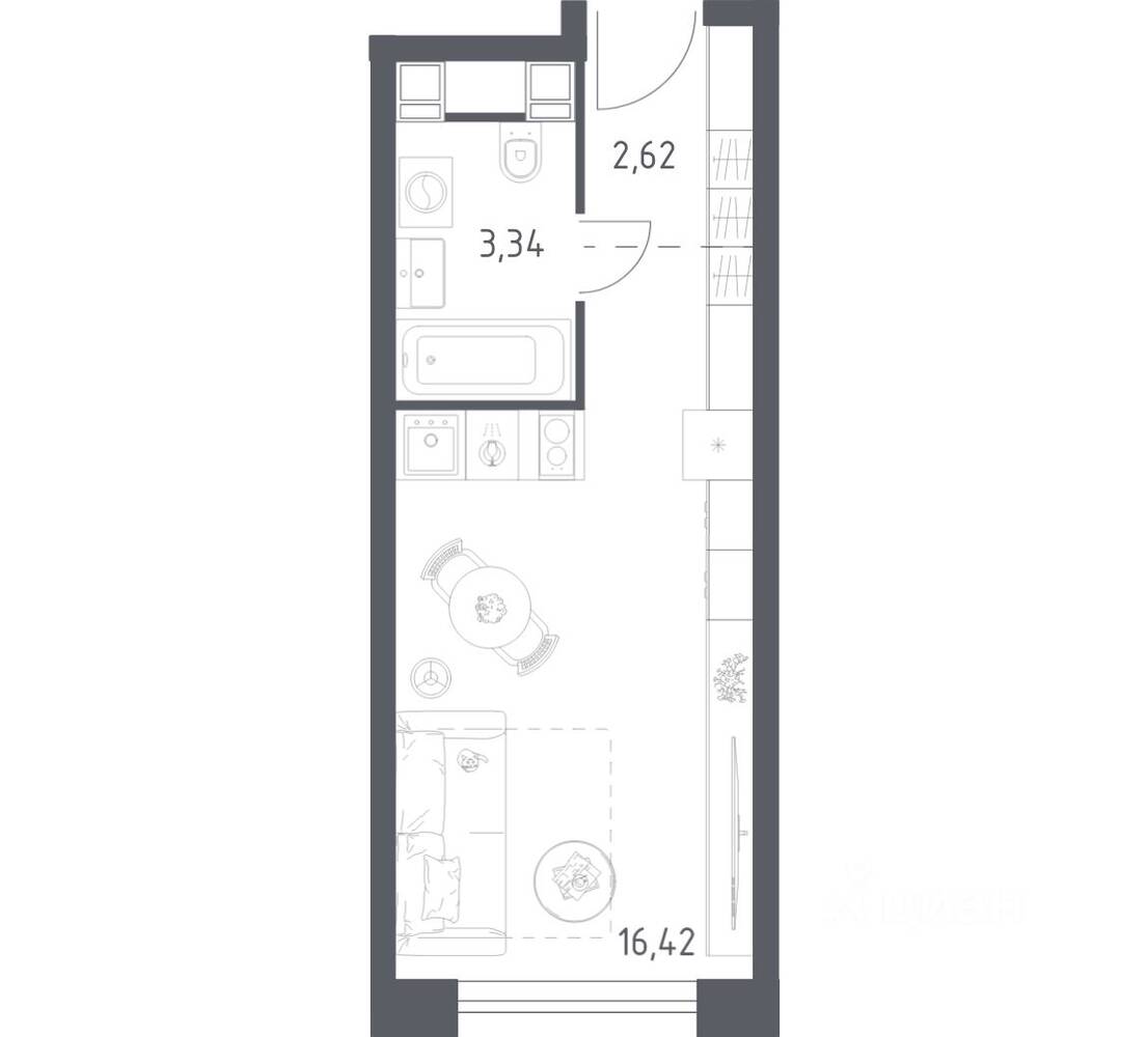 Квартира-студия, 22,38 м², в Апарт-комплекс Пятницкое 58