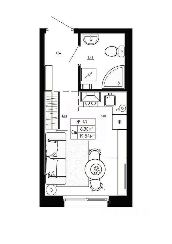 Квартира-студия, 19,84 м², в Малоэтажный ЖК Аннино Сити