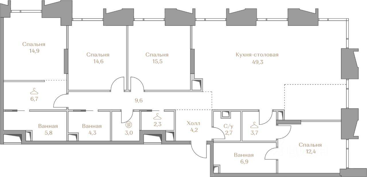 4-комн. квартира, 155,9 м², в ЖК Коллекция Лужники