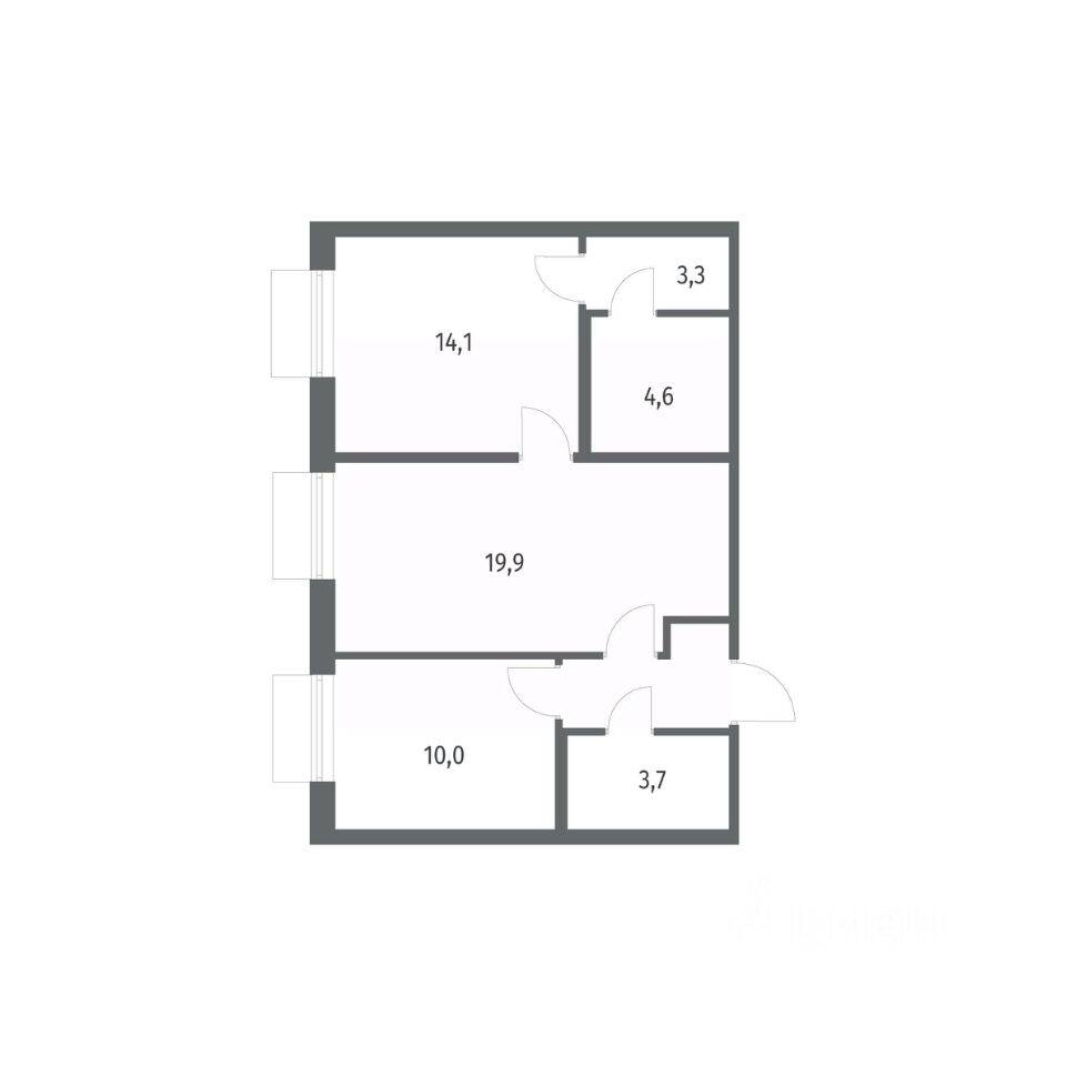 2-комн. квартира, 59,3 м², в ЖК Парусная 1
