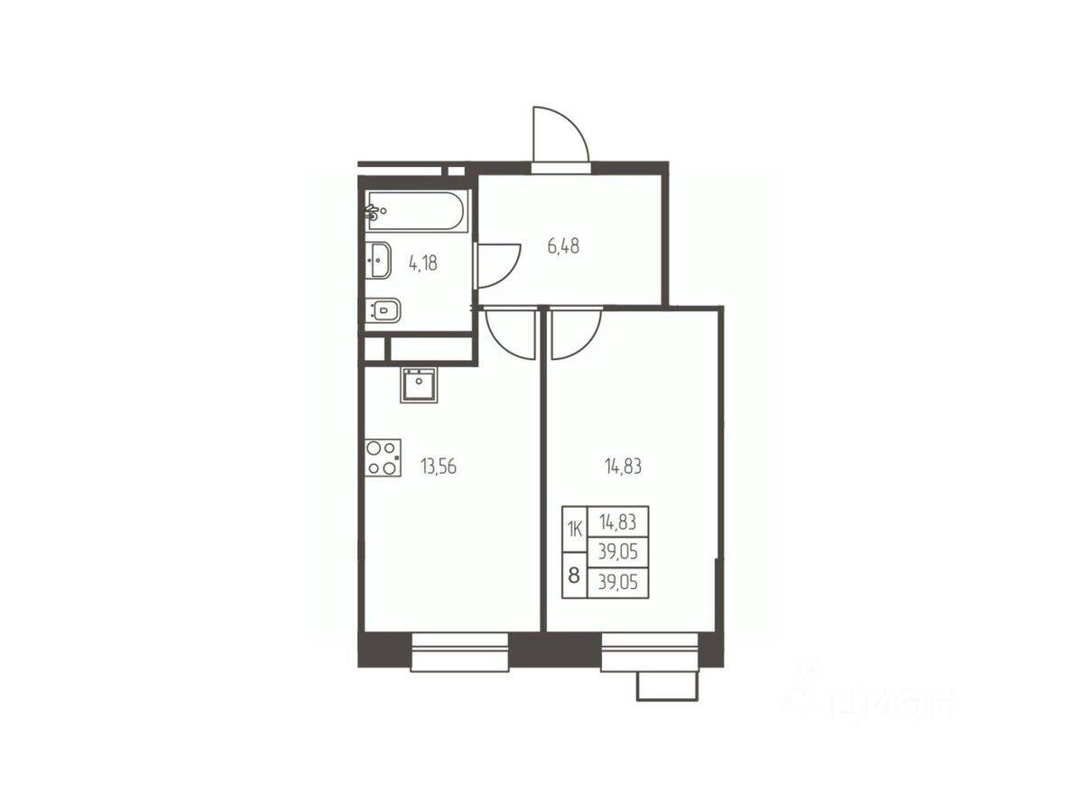 1-комн. квартира, 39,1 м², в ЖК Новая Ивантеевка