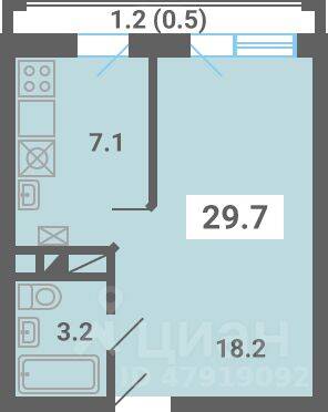 1-комн. квартира, 29,7 м², в Малоэтажный ЖК «Южная Долина»