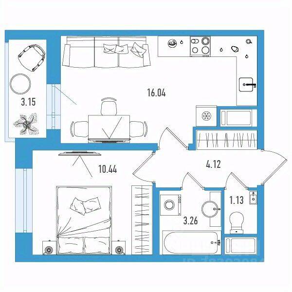 1-комн. квартира, 36,57 м², в ЖК Искра Сити