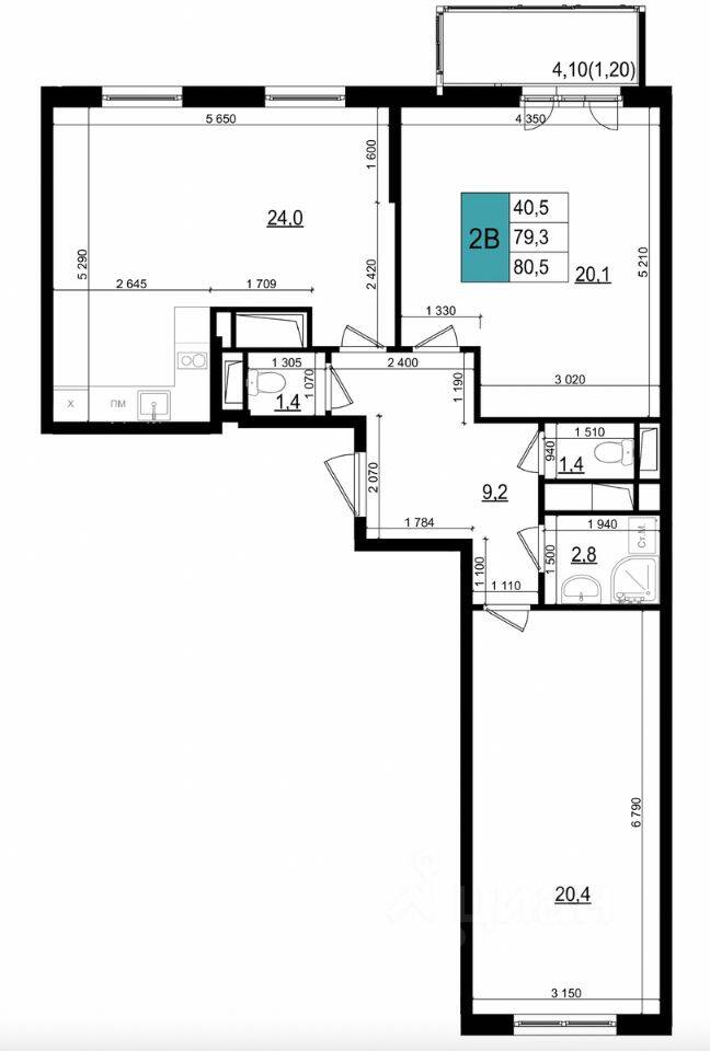 2-комн. квартира, 80,5 м², в ЖК «Одинцово сити»