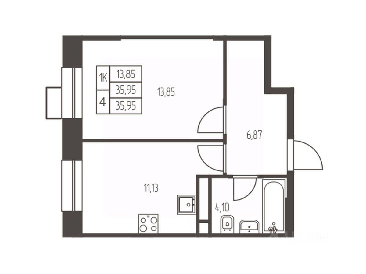 1-комн. квартира, 36 м², в ЖК Новая Ивантеевка
