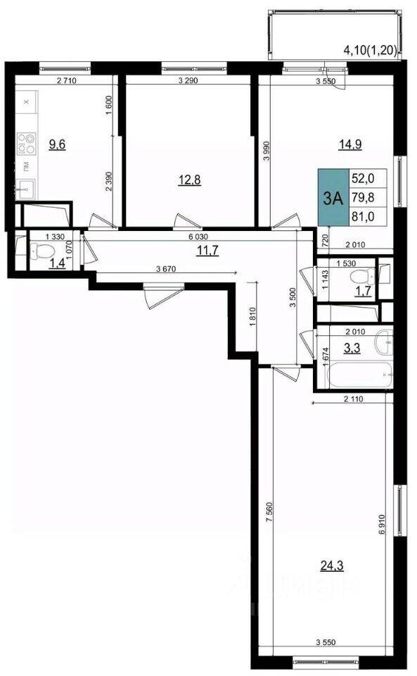 3-комн. квартира, 81 м², в ЖК «Одинцово сити»