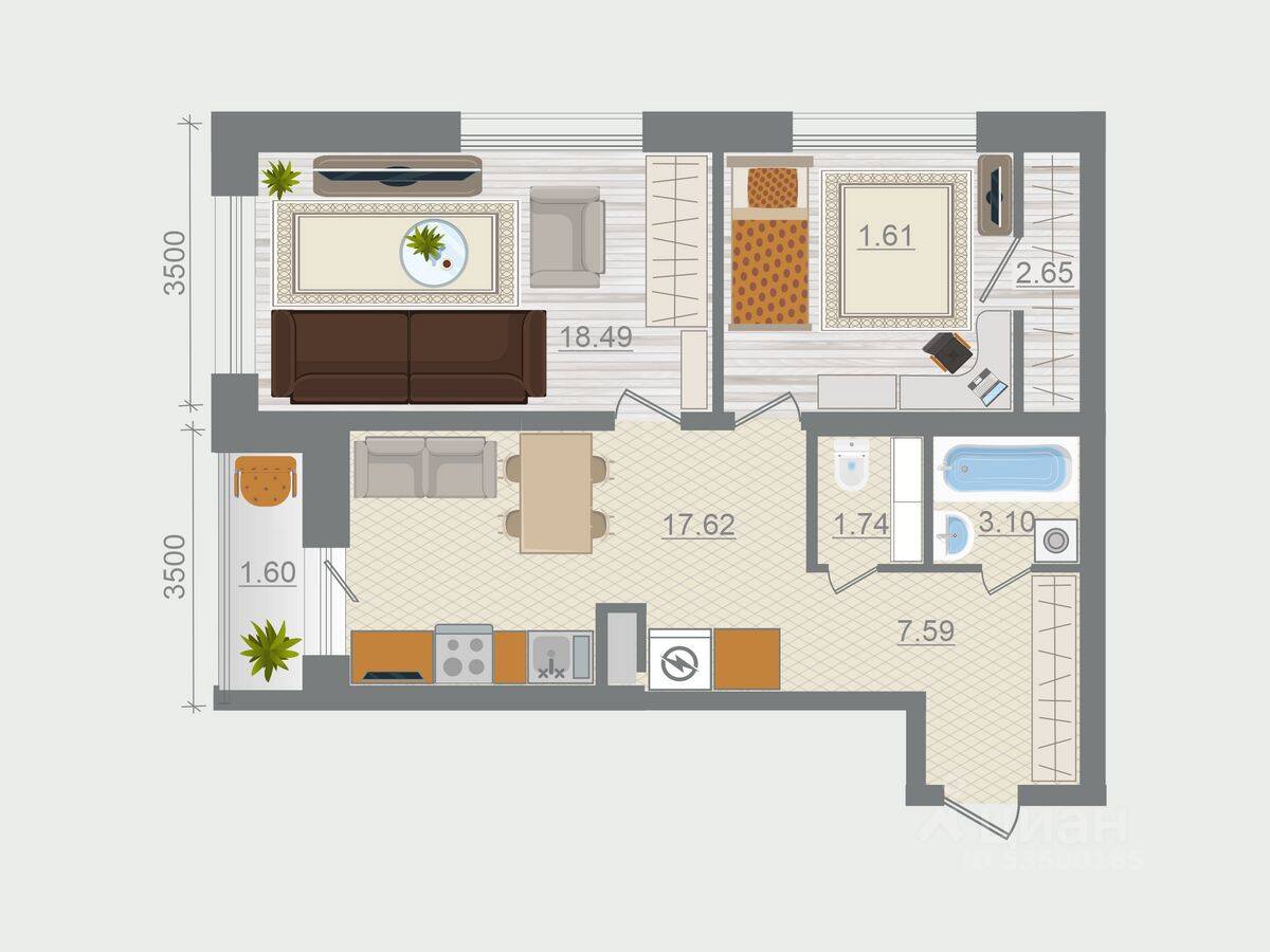 2-комн. квартира, 63,6 м², в ЖК Эко-квартал Гармония