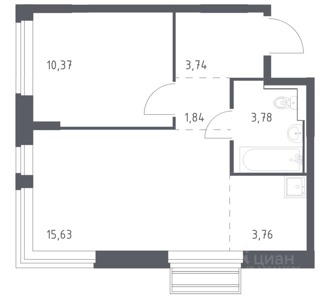 1-комн. квартира, 39,12 м², в ЖК Рублевский Квартал