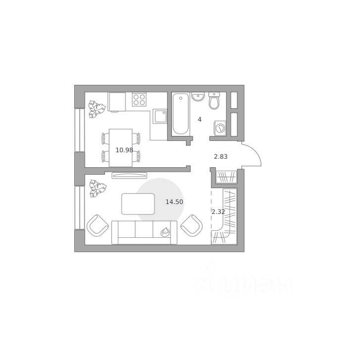 1-комн. квартира, 34,63 м², в Малоэтажный ЖК Живописный