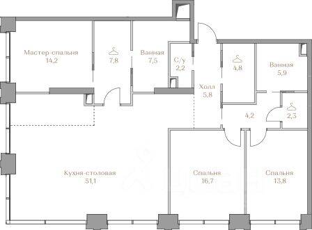 3-комн. квартира, 136,3 м², в ЖК Коллекция Лужники