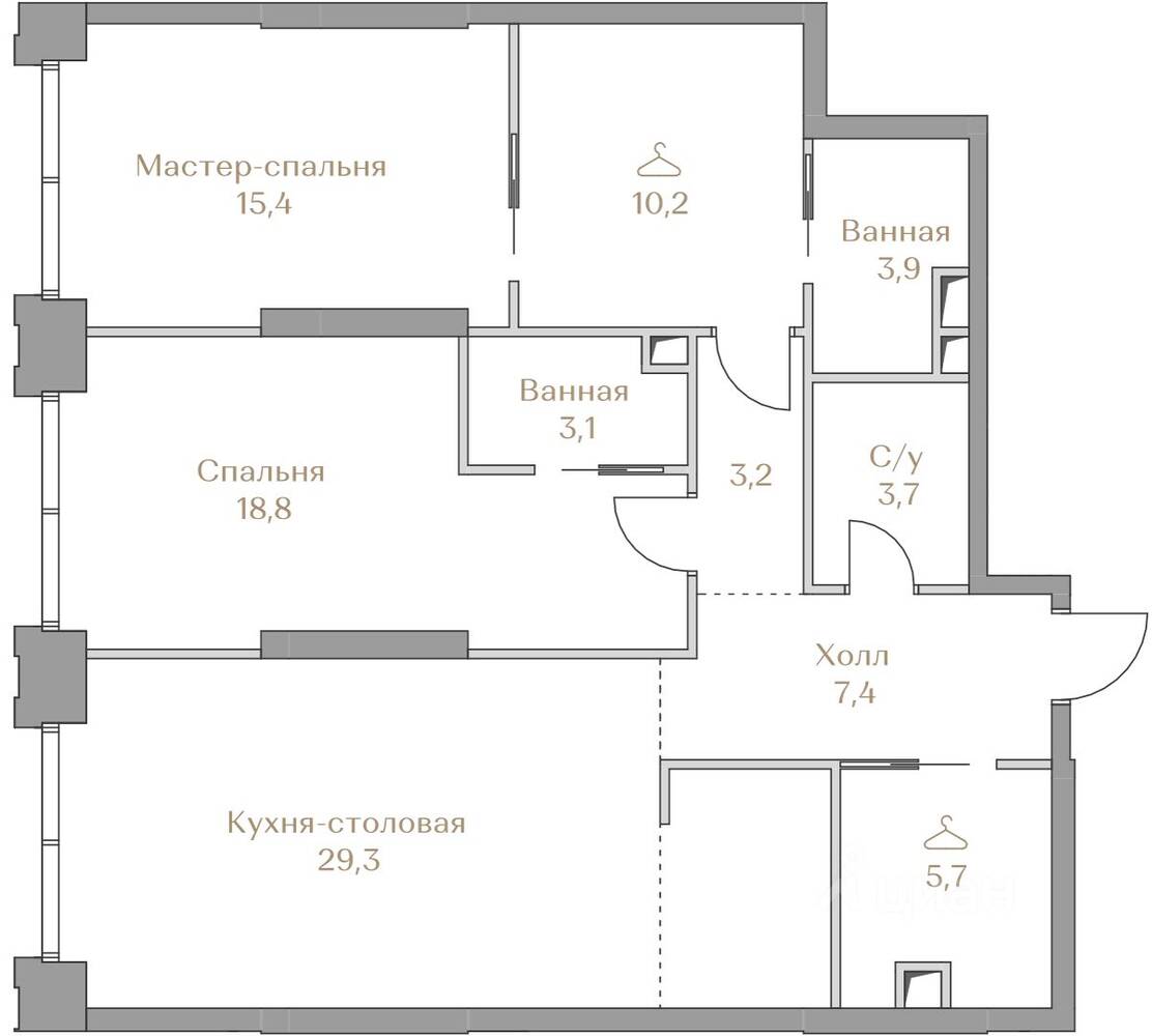 2-комн. квартира, 100,7 м², в ЖК Коллекция Лужники