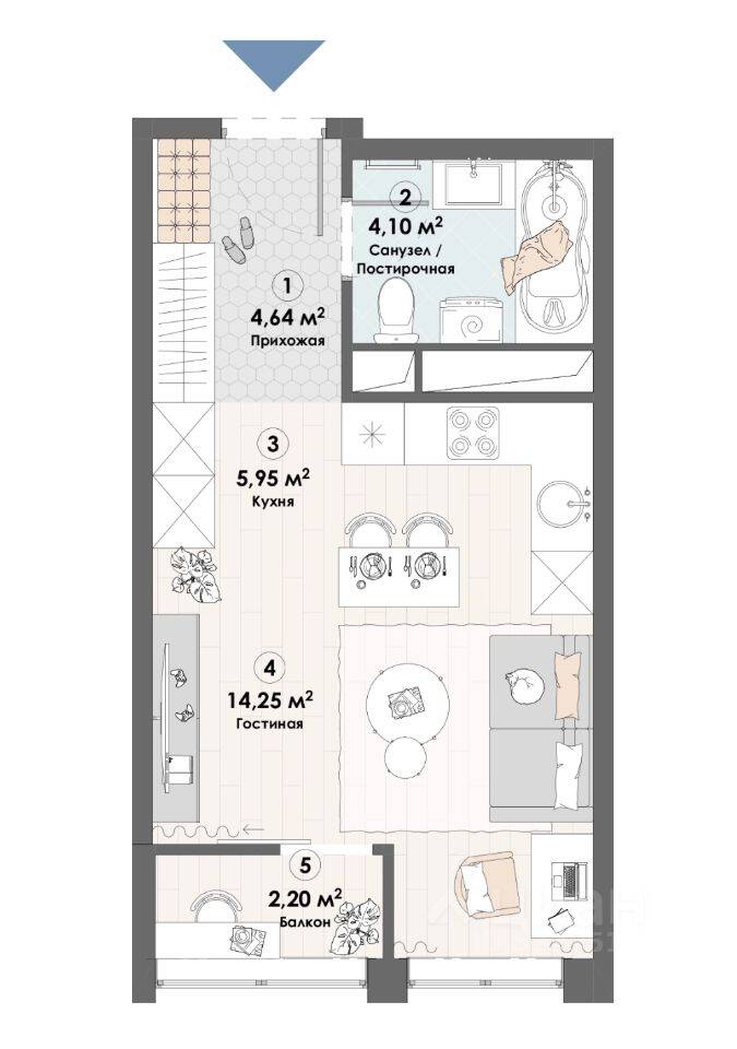 Квартира-студия, 31,14 м², в ЖК «Триумф» (Пушкино)