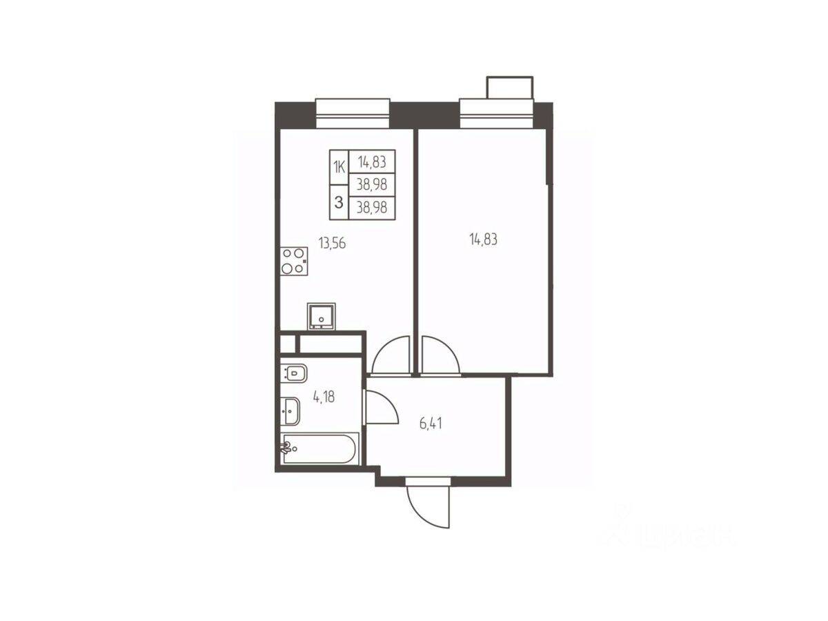 1-комн. квартира, 39 м², в ЖК Новая Ивантеевка