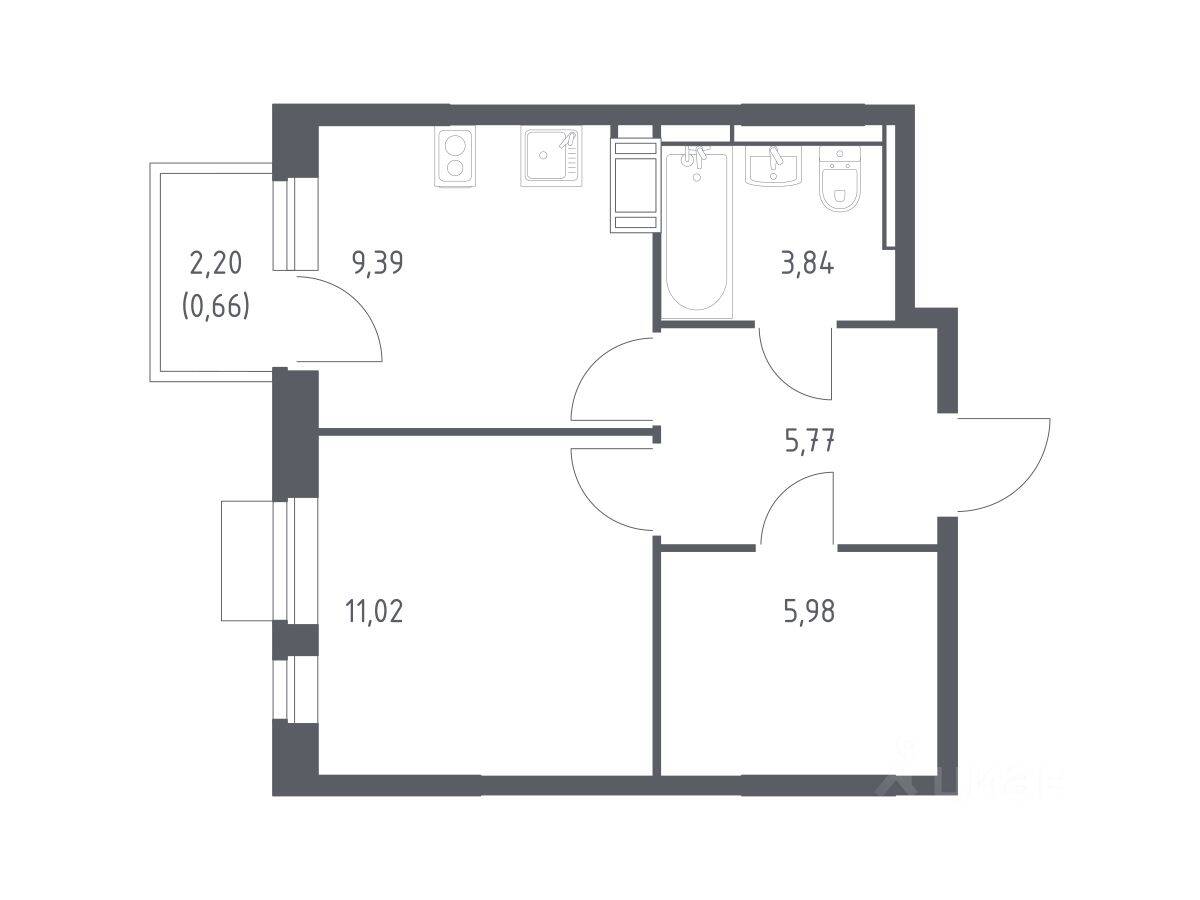 1-комн. квартира, 36,66 м², в ЖК Пятницкие Луга