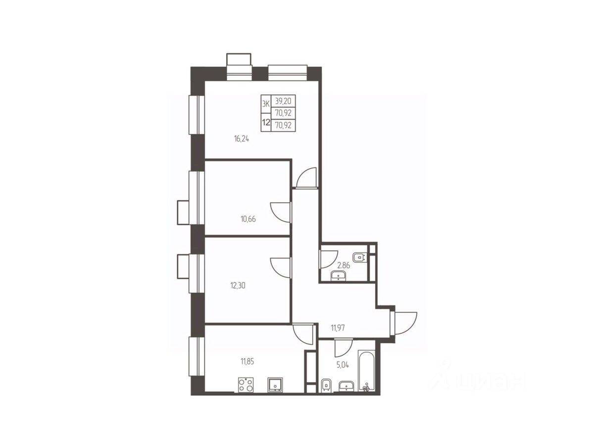 2-комн. квартира, 70,9 м², в ЖК Новая Ивантеевка