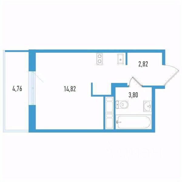 Квартира-студия, 22,87 м², в ЖК Аэросити Life