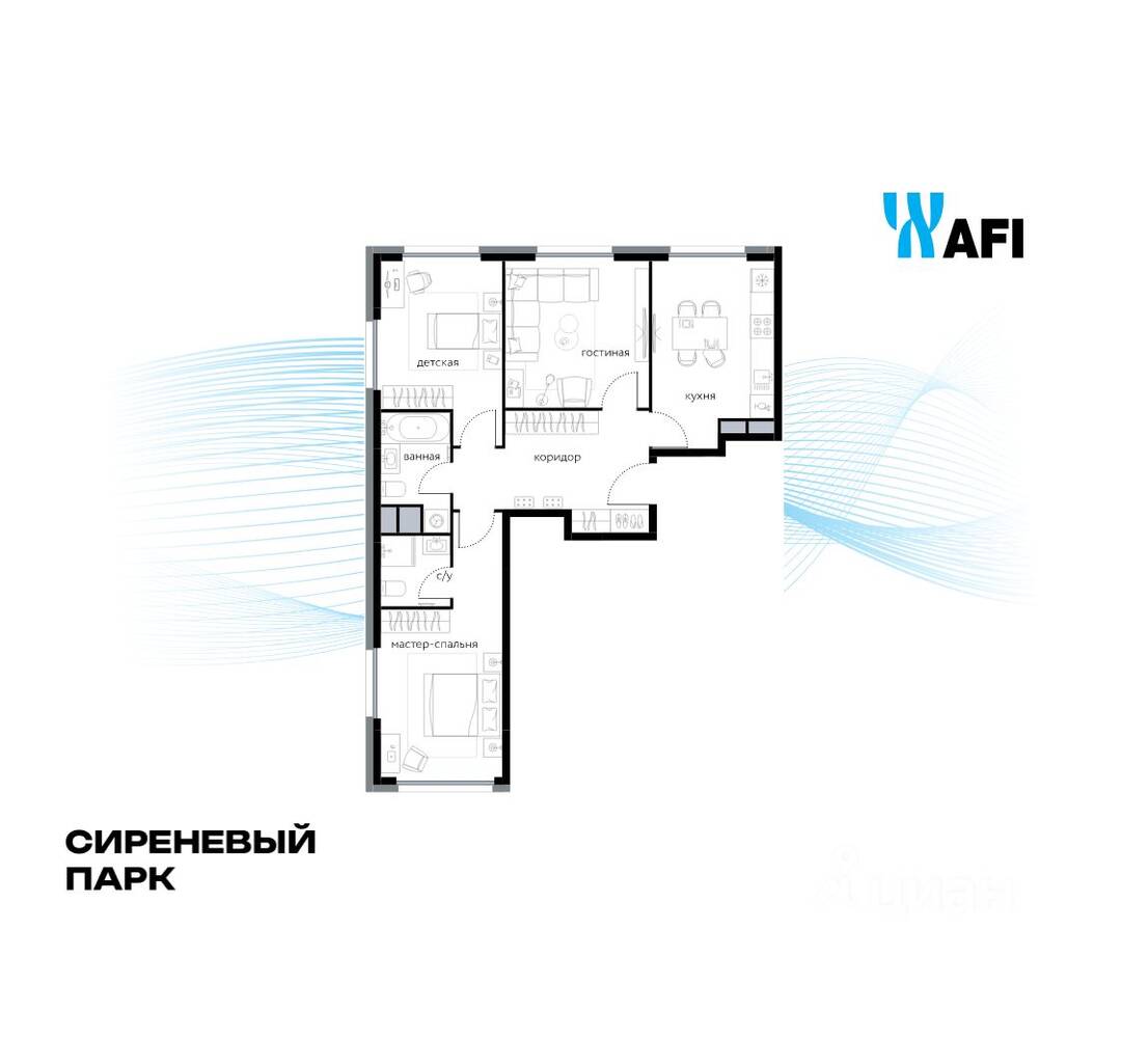 3-комн. квартира, 75,9 м², в МФК «Сиреневый парк»