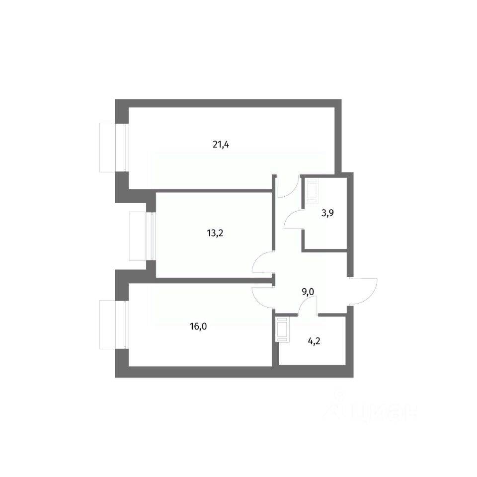 2-комн. квартира, 67,7 м², в ЖК Парусная 1