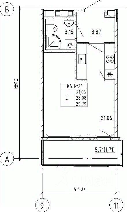 Квартира-студия, 29,79 м², в ЖК UP-квартал «Воронцовский»