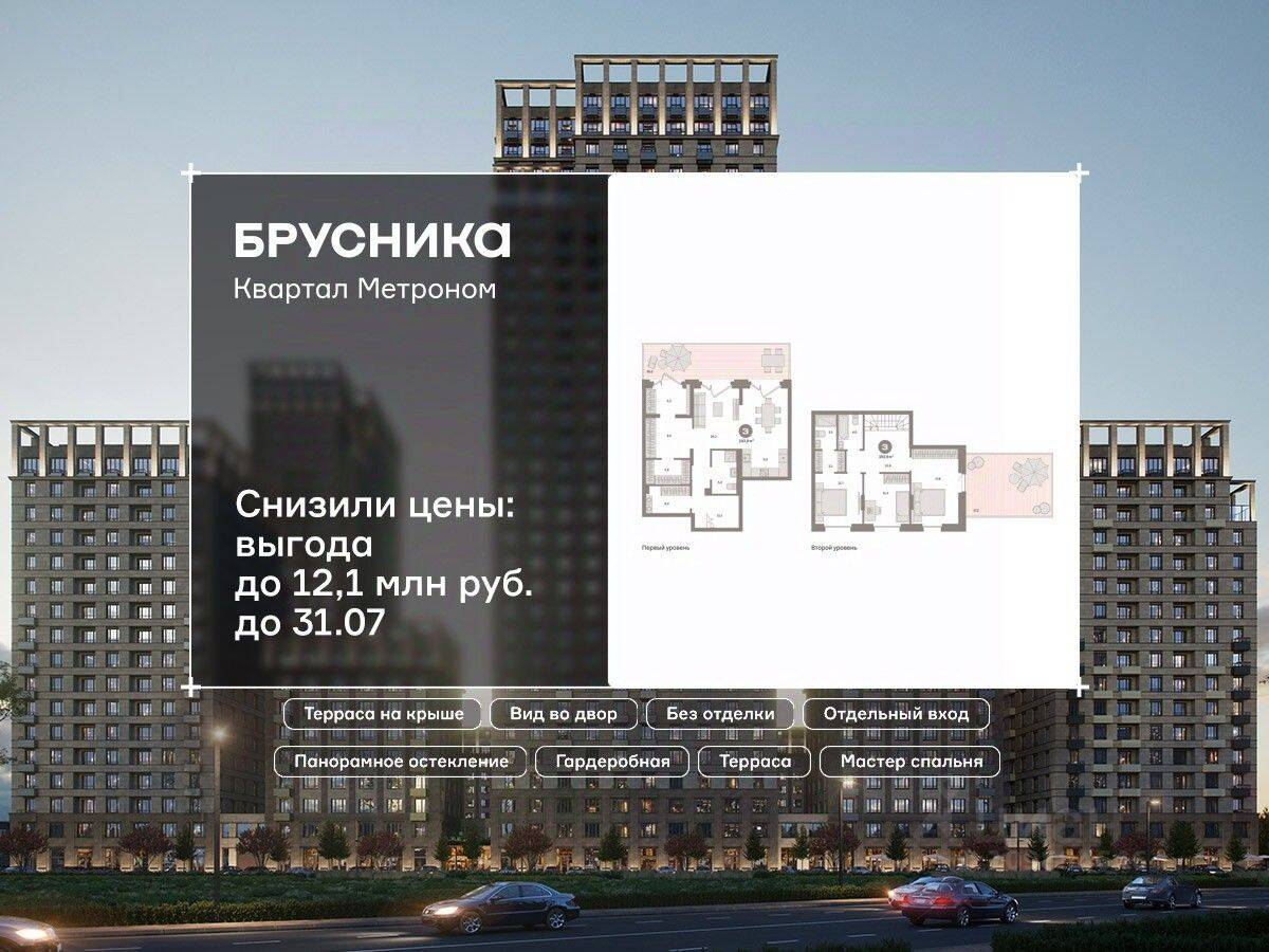 Планировка 3 комнатной квартиры, 193.9 м², в «Квартал Метроном»