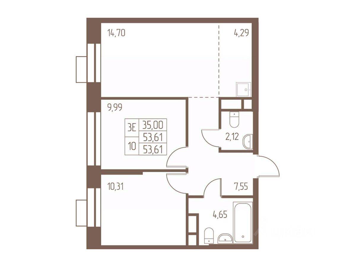 3-комн. квартира, 53,6 м², в ЖК Западная Ивантеевка