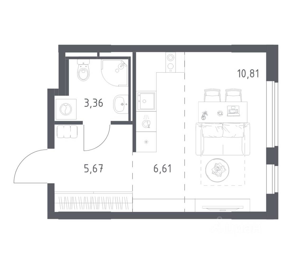 Квартира-студия, 26,45 м², в ЖК Мытищи Парк