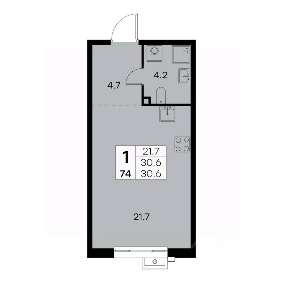 1-комн. квартира, 30,4 м², в ЖК Куркино 15