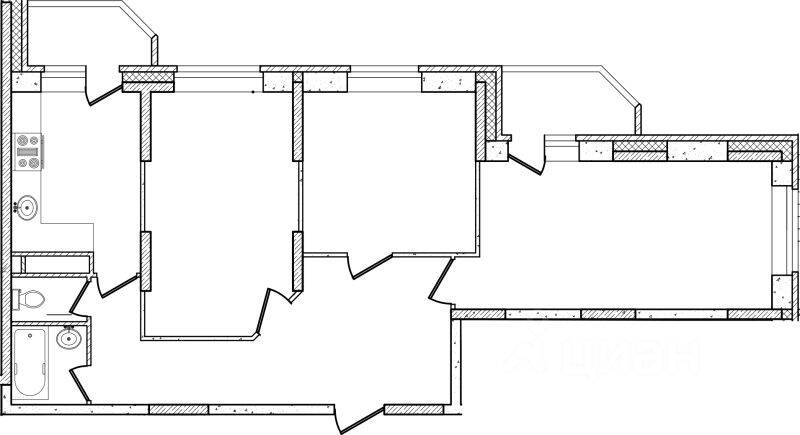 Планировка 3 комнатной квартиры, 72.6 м², в «Шепчинки»