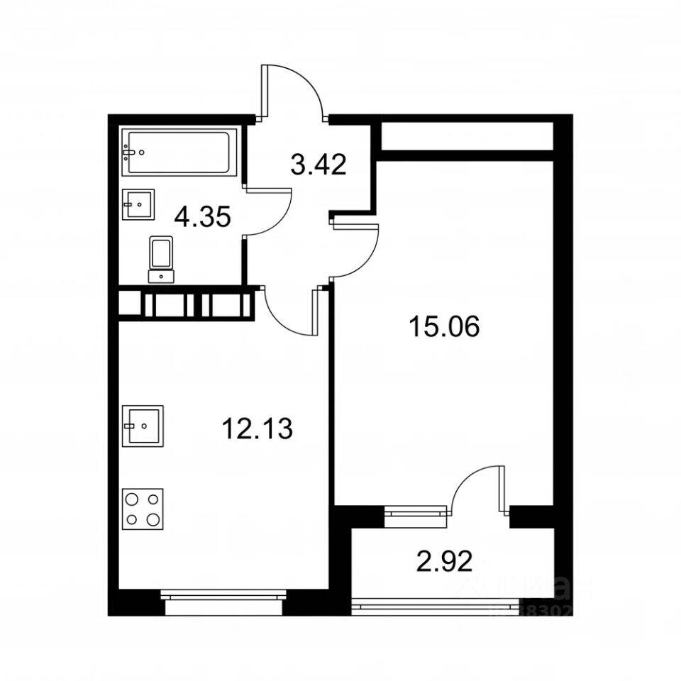1-комн. квартира, 36,42 м², в ЖК Квартал Заречье