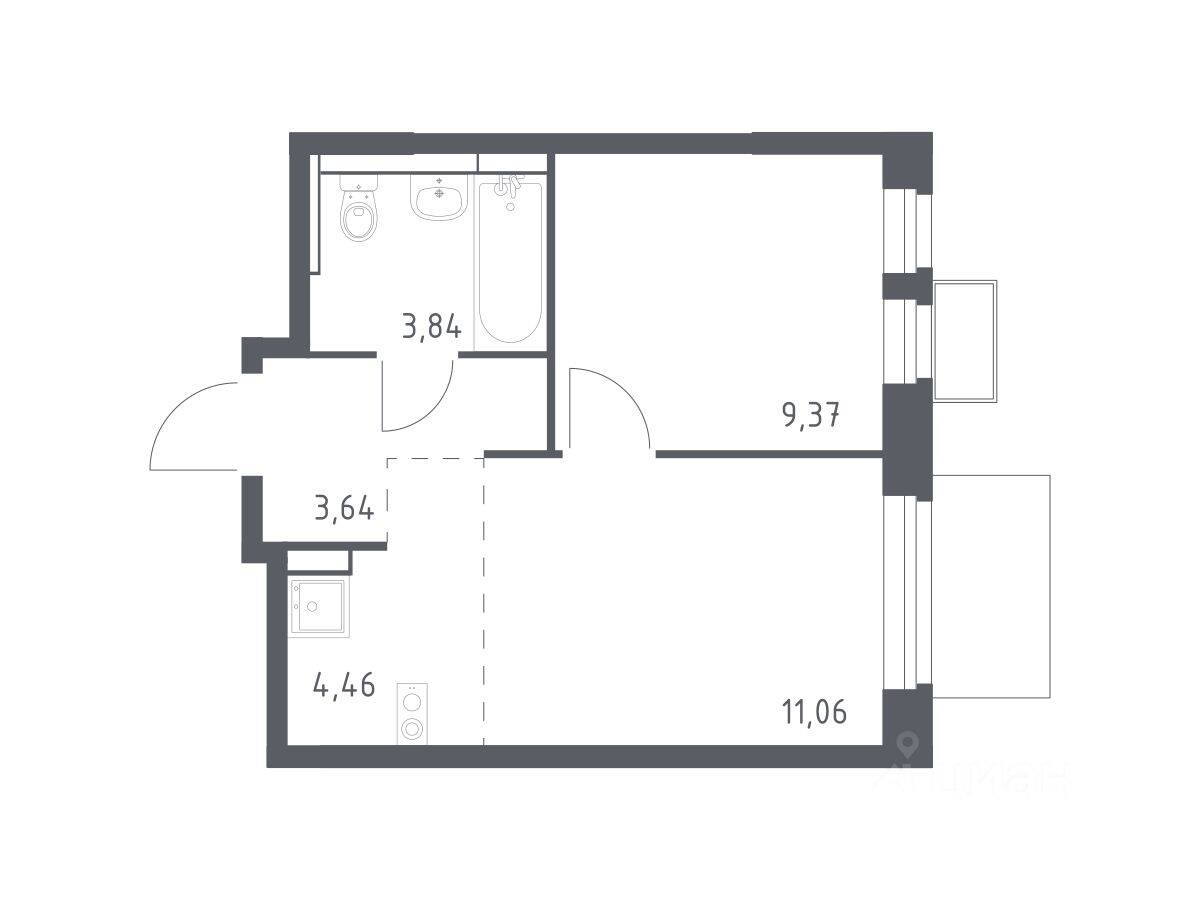 1-комн. квартира, 32,1 м², в ЖК Новое Видное