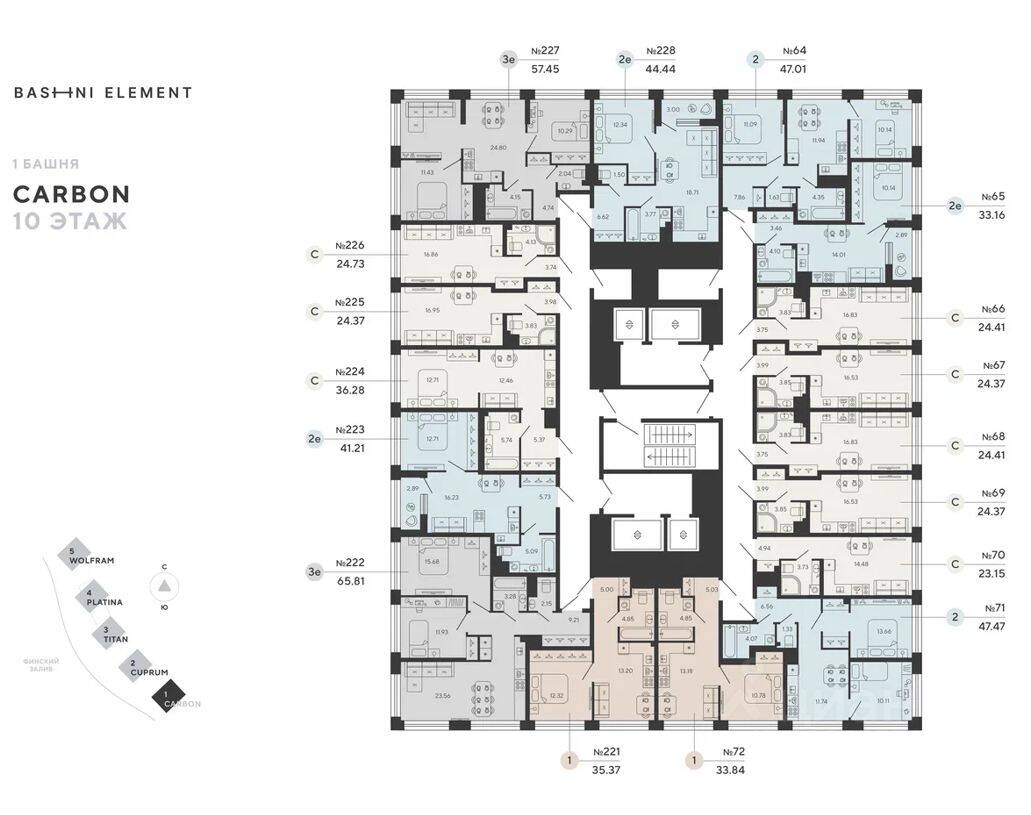 1-комн. квартира, 35,37 м², в ЖК Bashni Element