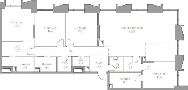 4-комн. квартира, 155,9 м², в ЖК Коллекция Лужники