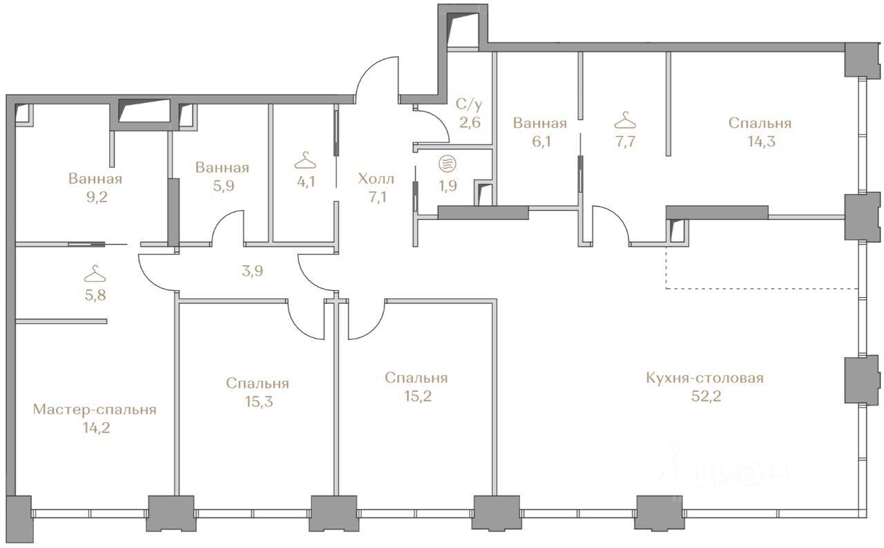 4-комн. квартира, 165,5 м², в ЖК Коллекция Лужники