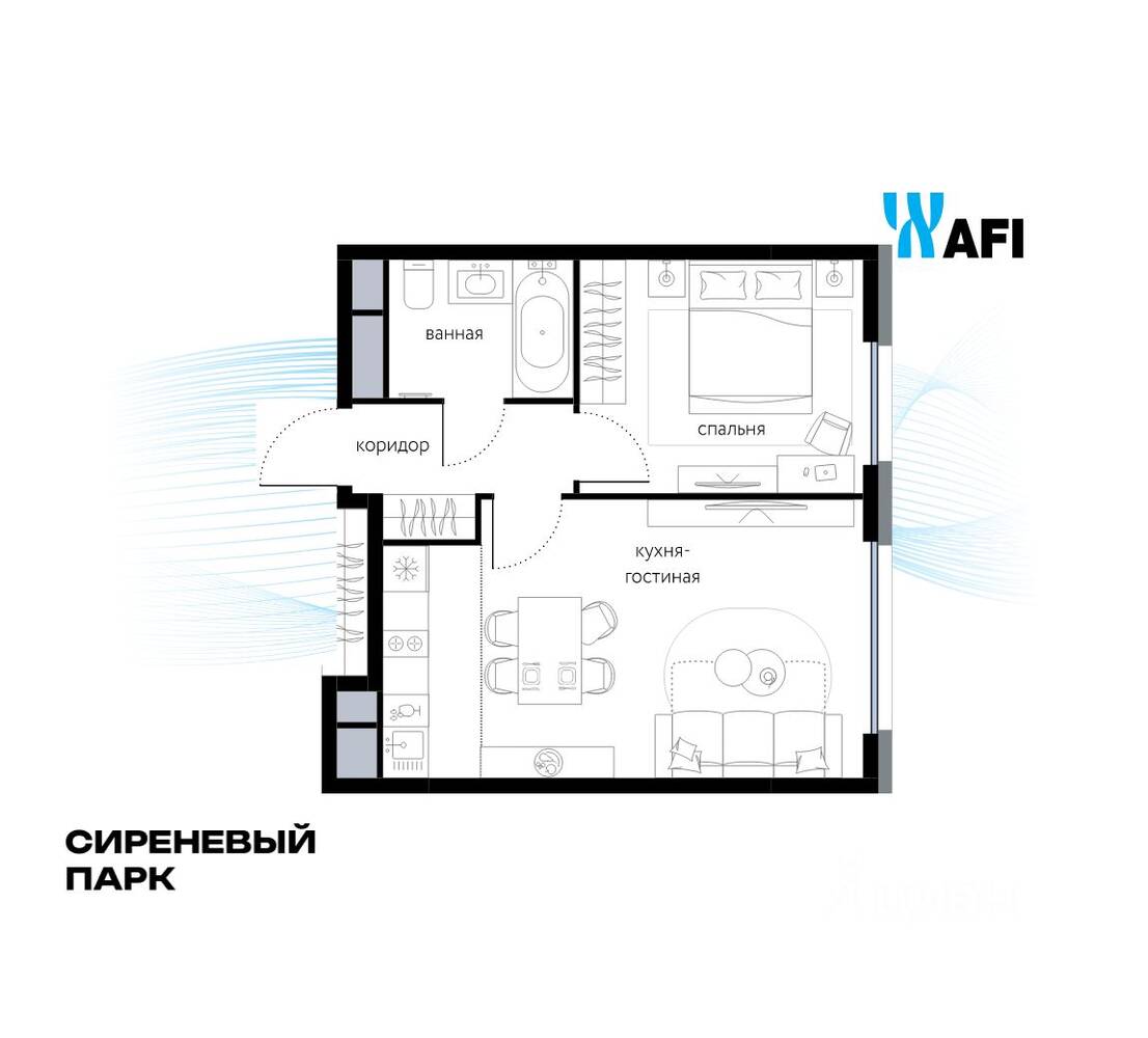 2-комн. квартира, 41,5 м², в МФК «Сиреневый парк»