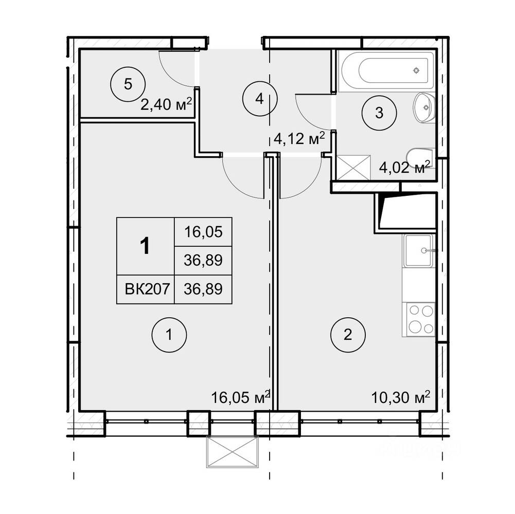 1-комн. квартира, 36,9 м², в ЖК Экоград Новый Катуар