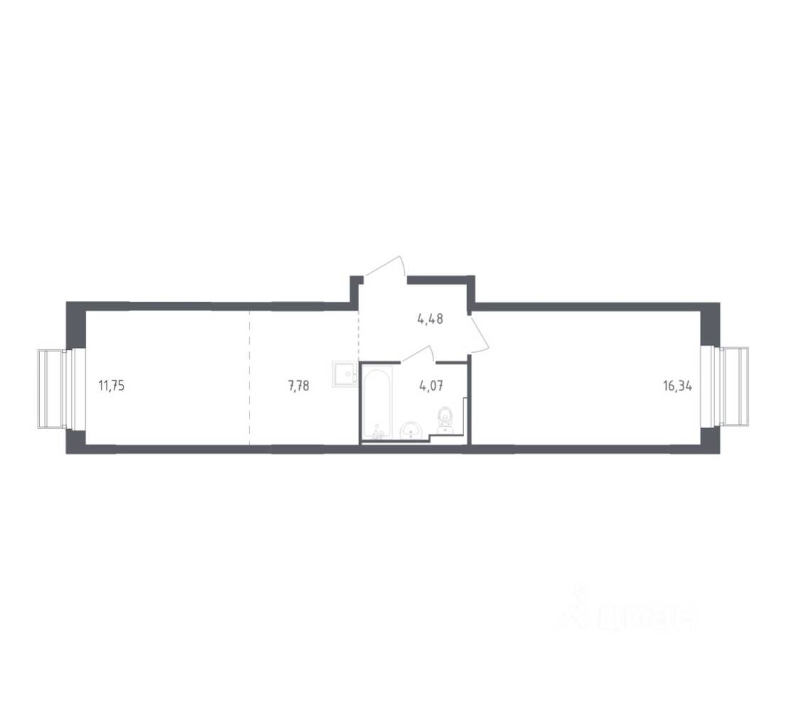 1-комн. квартира, 44,42 м², в ЖК Рублевский Квартал