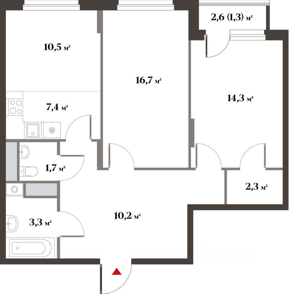 3-комн. квартира, 69,2 м², в ЖК Миниполис «Восемь кленов»