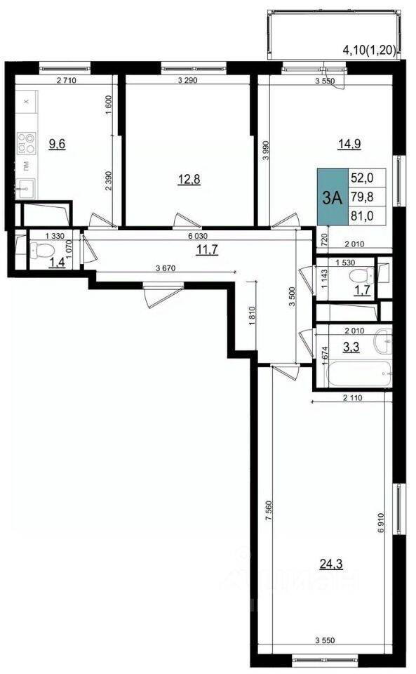 3-комн. квартира, 81 м², в ЖК «Одинцово сити»