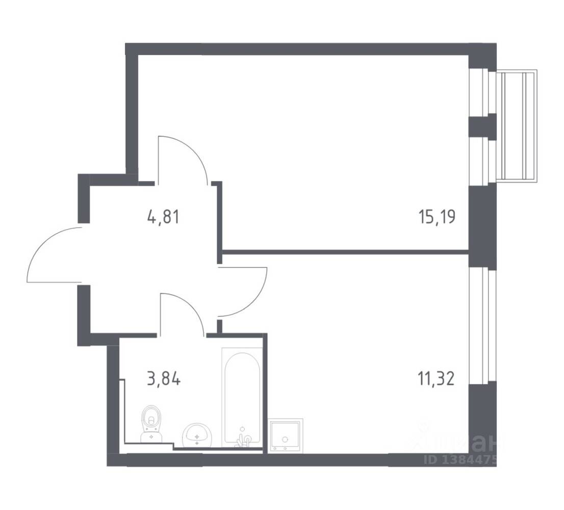 1-комн. квартира, 35,16 м², в ЖК Рублевский Квартал