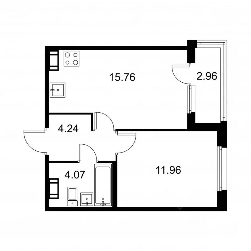1-комн. квартира, 37,51 м², в ЖК Квартал Заречье