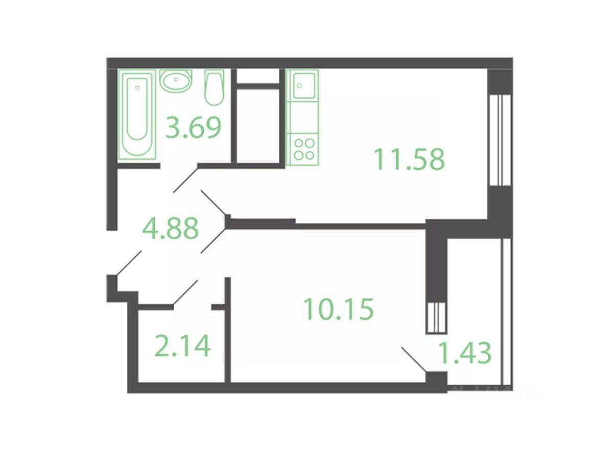 1-комн. квартира, 35,1 м², в ЖК Новые Котельники