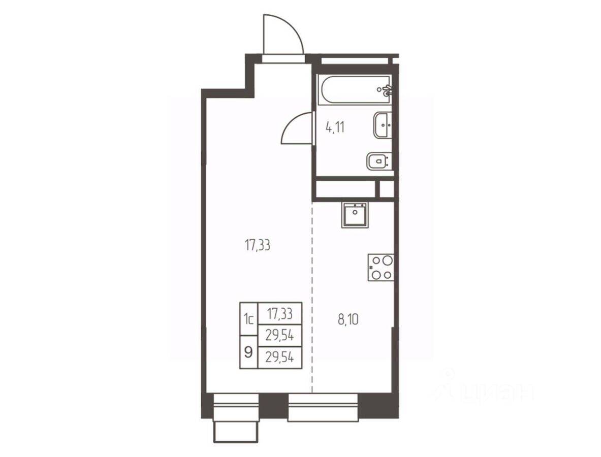 Квартира-студия, 29,5 м², в ЖК Новая Ивантеевка