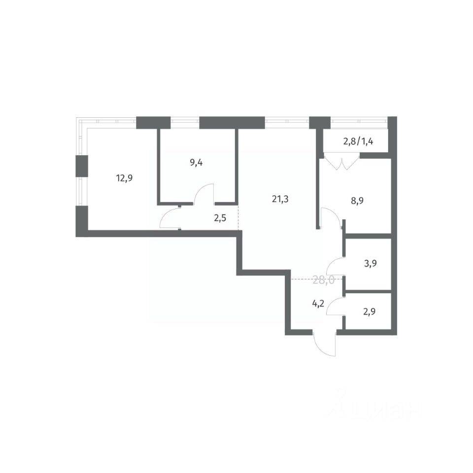 3-комн. квартира, 67,42 м², в ЖК NEWПИТЕР