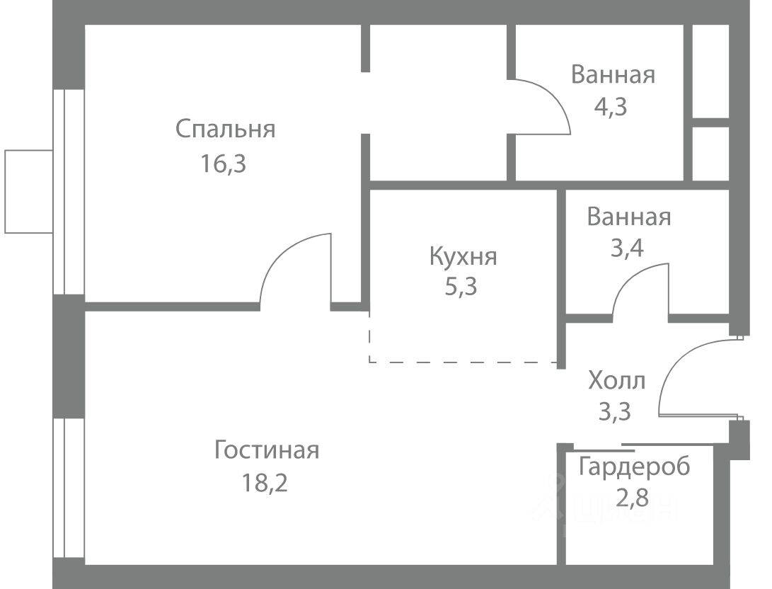 2-комн. квартира, 53,6 м², в ЖК Stellar City
