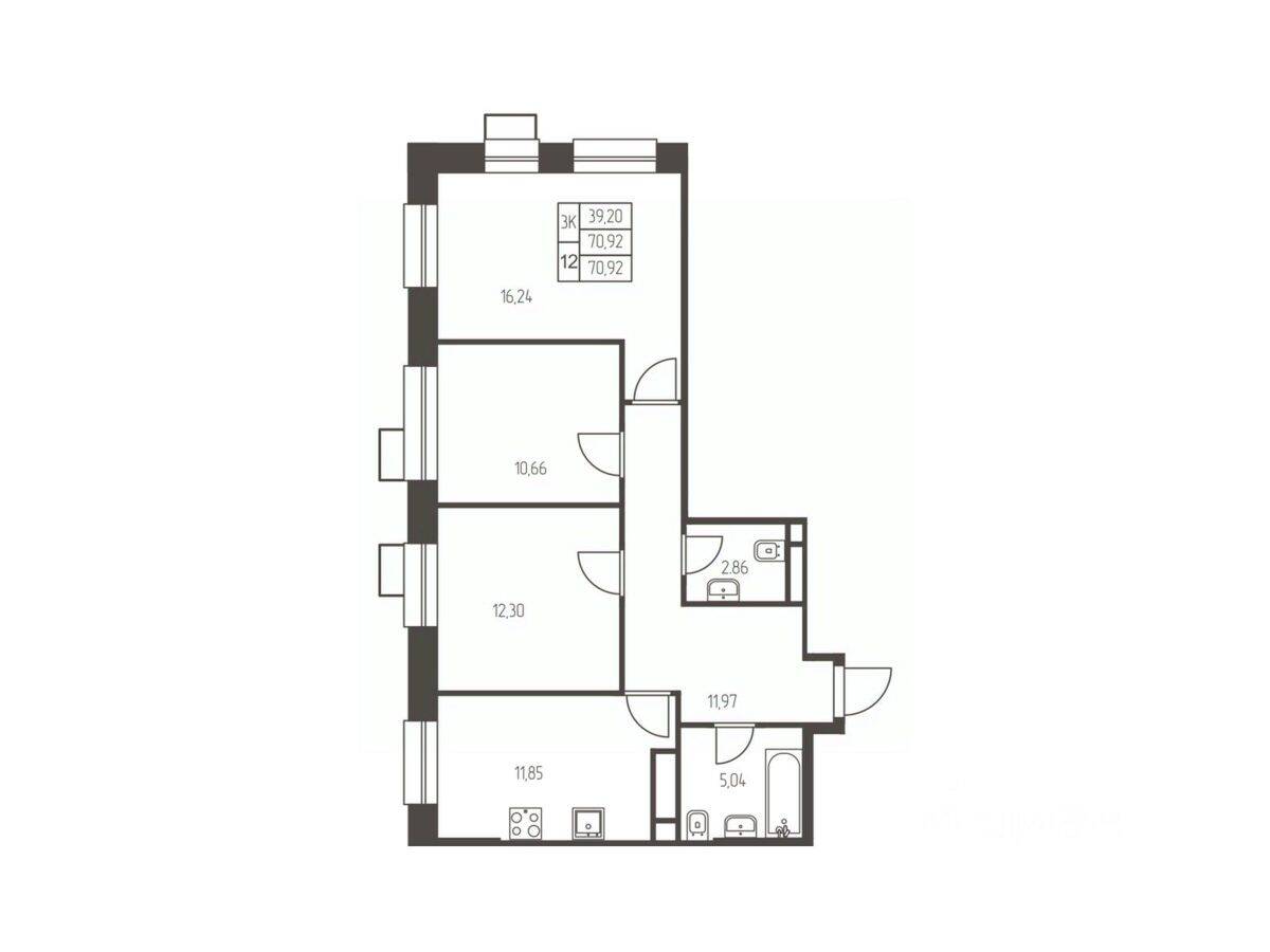 2-комн. квартира, 70,9 м², в ЖК Новая Ивантеевка