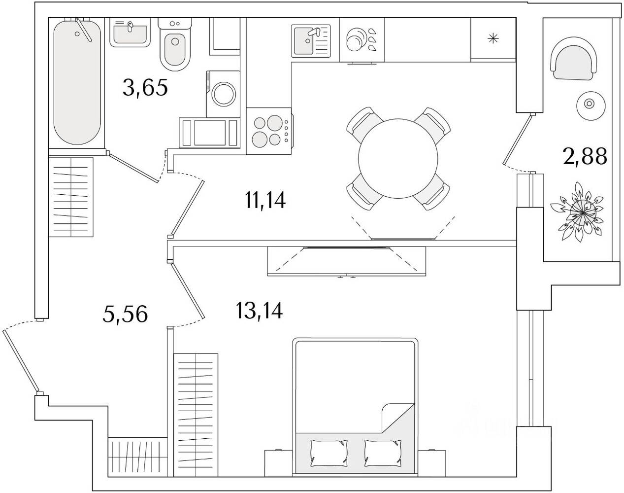 1-комн. квартира, 34,93 м², в ЖК Кинопарк