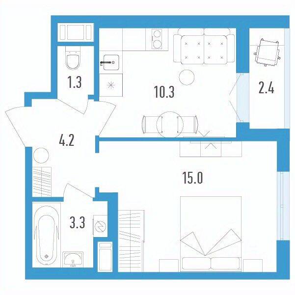 Квартира-студия, 35,3 м², в ЖК Aerocity 4
