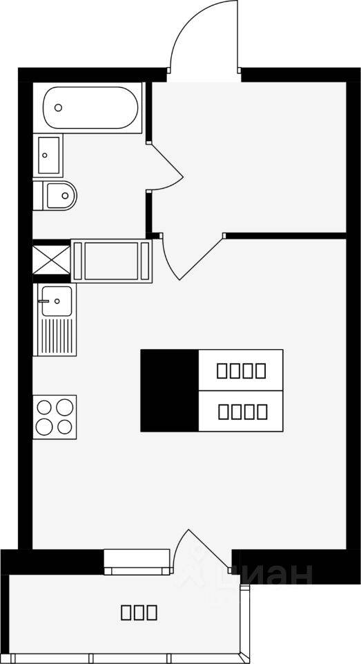 Планировка 1 комнатной квартиры, 27.1 м², в «Красная горка»