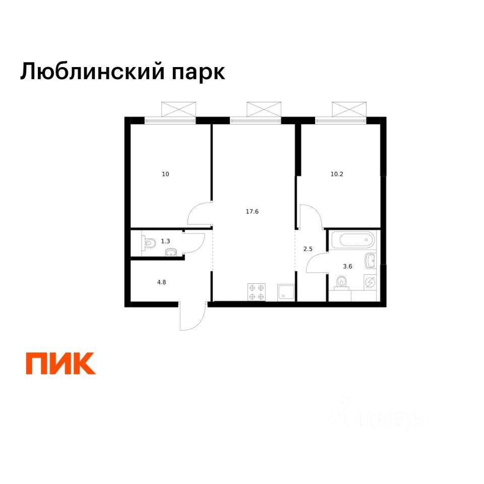 2-комн. квартира, 50 м², в ЖК «Люблинский парк»